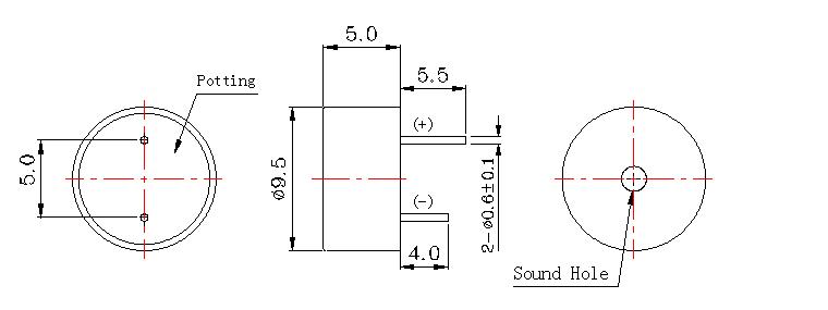 电磁式有源蜂鸣器 9.5(直径)*5(高度)mm
